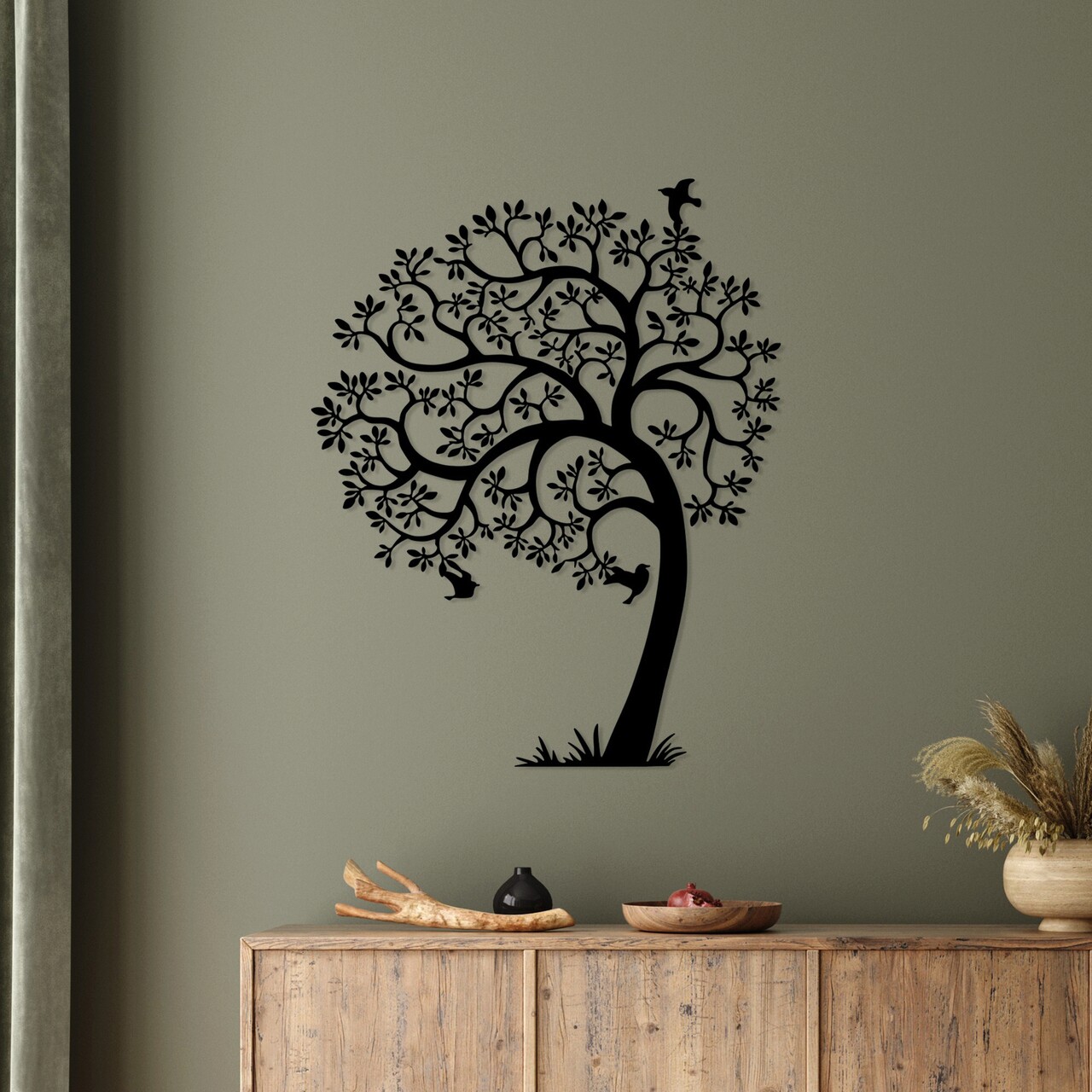 Decoratiune de perete, Lonely Tree, Dimensiune: 56 x 70 cm, Negru - imagine 6